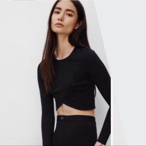 ARITZIA Talula | Darling Long Sleeve Crop Top T-shirt Black Size L NWT